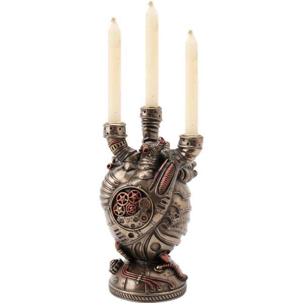 Steampunk Heart Triple Candle Holder