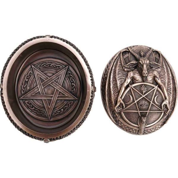 Bronze Pentagram Baphomet Oval Trinket Box