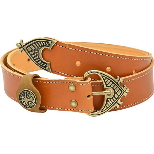 Hrothgar Ornate Viking Belt - Light Brown