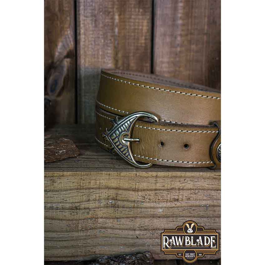 Hrothgar Ornate Viking Belt - Light Brown