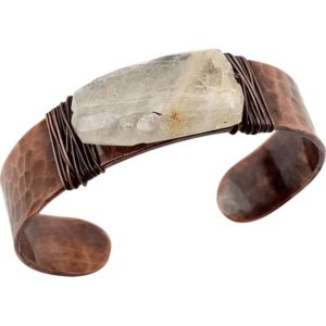 Golden Rutile Copper Medieval Cuff Bracelet