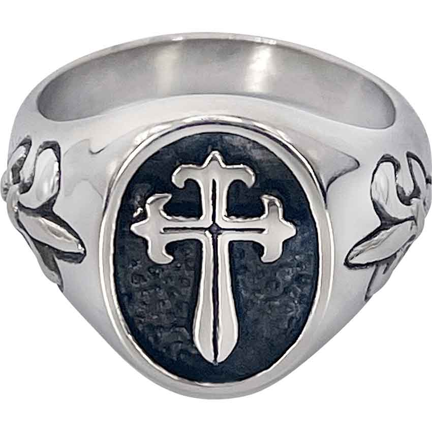 Steel Fleur and Cross Ring