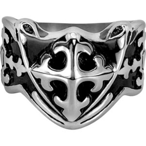 Fleur Cross Shield Ring