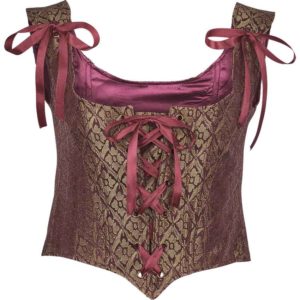 Medieval Bodice Under the Bust, Made of Brown and Gold Leatherette