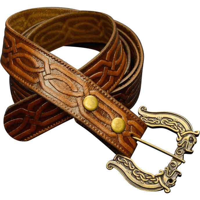 Leather Viking Belt with Brass Buckle - Viking Clothing