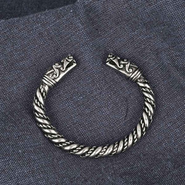 Large Dragon Head Viking Bracelet - Pewter