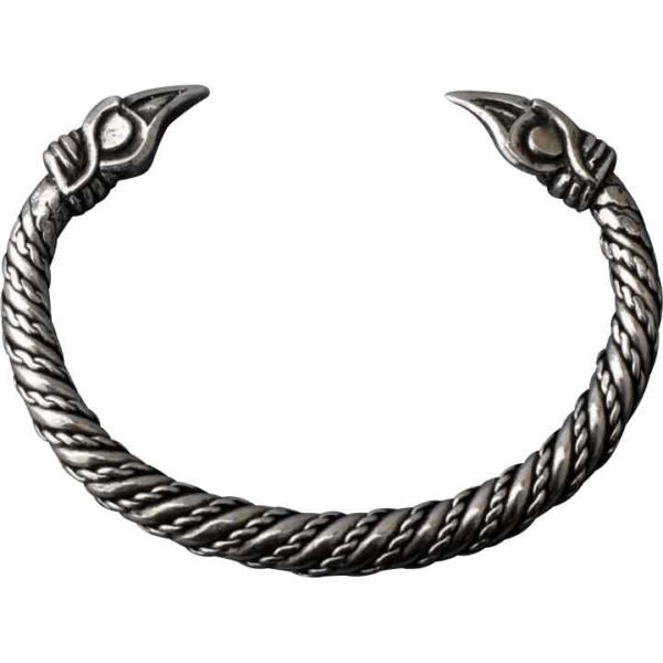 Small Odins Raven Viking Bracelet - Pewter