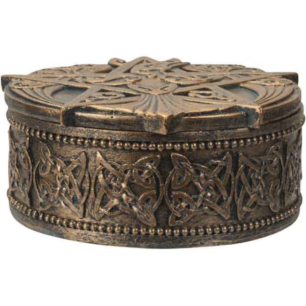 Round Raven Pentagram Trinket Box