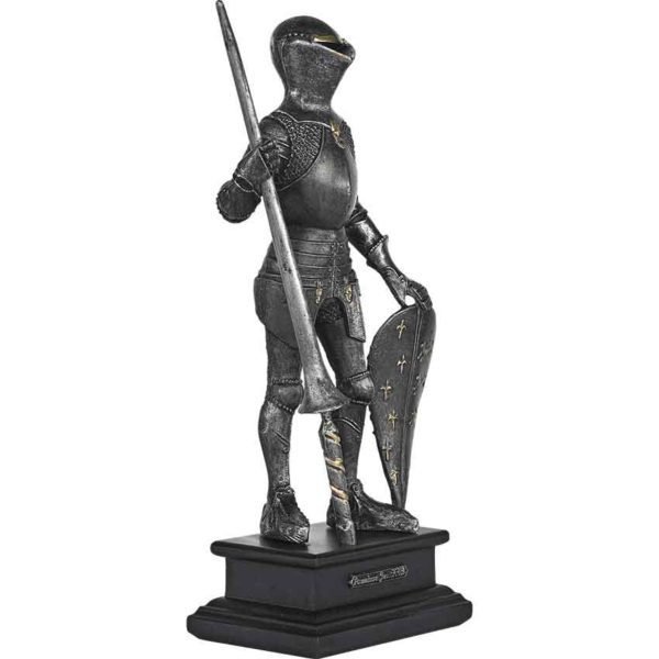 Pewter Knight with Lance Statue