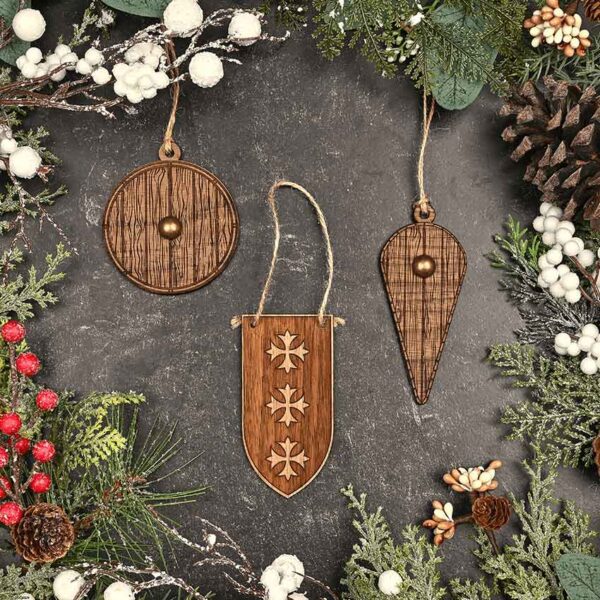 Medieval Shield & Banner Ornament Set