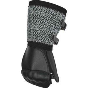 Leather Gauntlet With Chainmail - Black