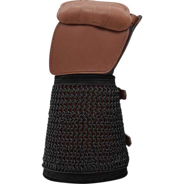 Leather Gauntlet With Chainmail - Brown