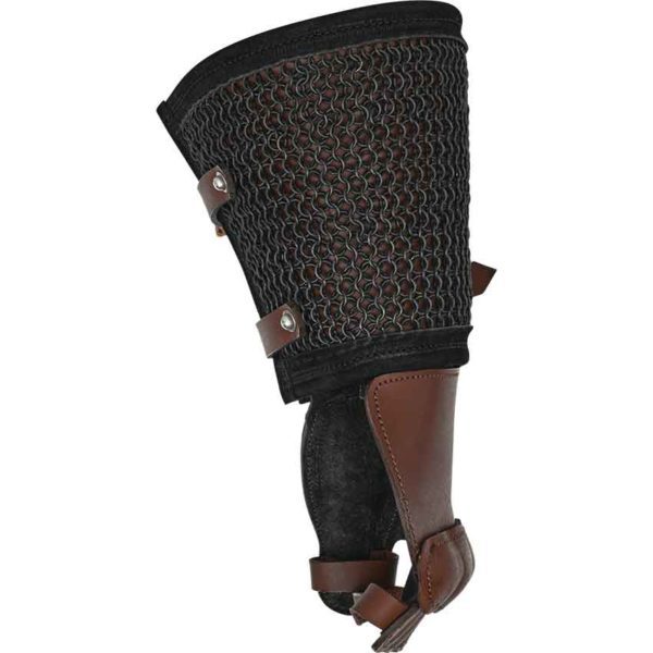 Leather Gauntlet With Chainmail - Brown