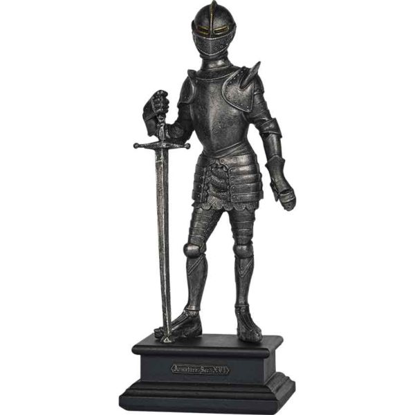 Pewter Knight with Sword Statue