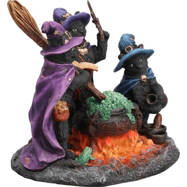 Black Cats and Cauldron Statue