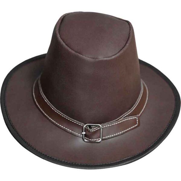 Handcrafted Genuine Leather Hat - Brown