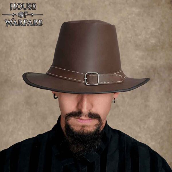 Handcrafted Genuine Leather Hat - Brown