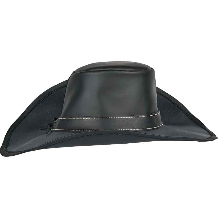 Flandes Leather Hat - Black - Medieval Collectibles