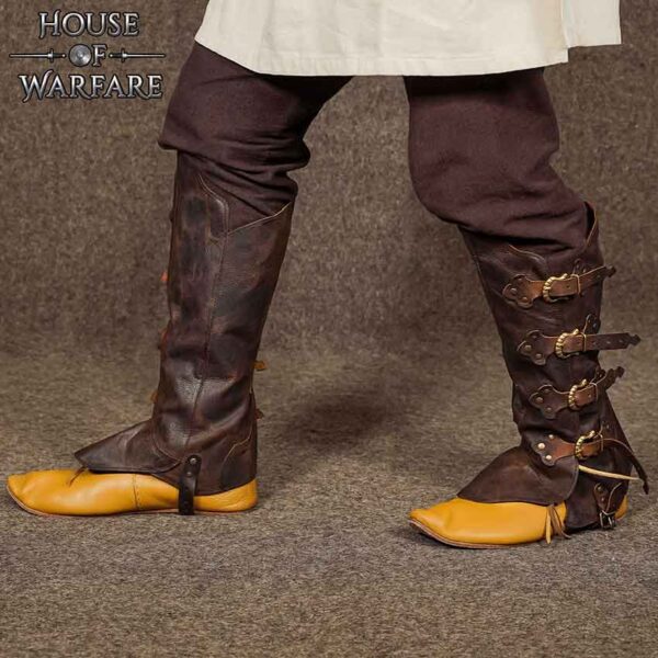 Medieval Adventurer Leather Gaiters - Brown