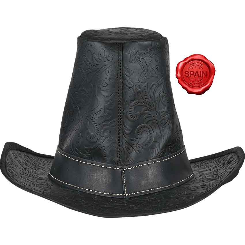 The Dark Witcher Embossed Leather Hat - Black