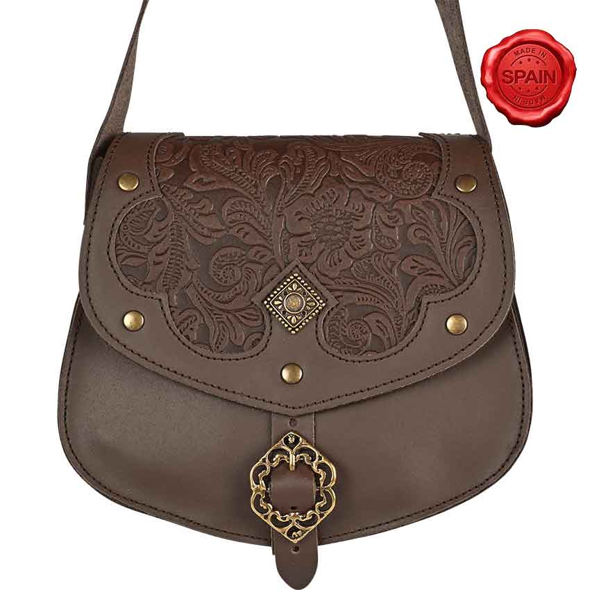 Medieval Fantasy Ranger Leather Shoulder Bag - Brown