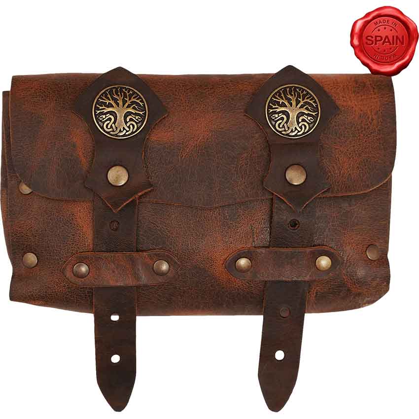 Deepeeka Celtic Leather Belt Pouch w/ Celtic Cross