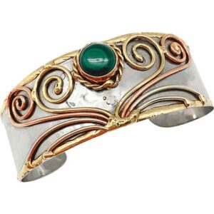 Malachite Medieval Narrow Cuff Bracelet