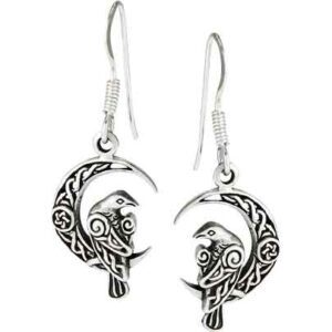 Sterling Silver Celtic Raven Moon Earrings