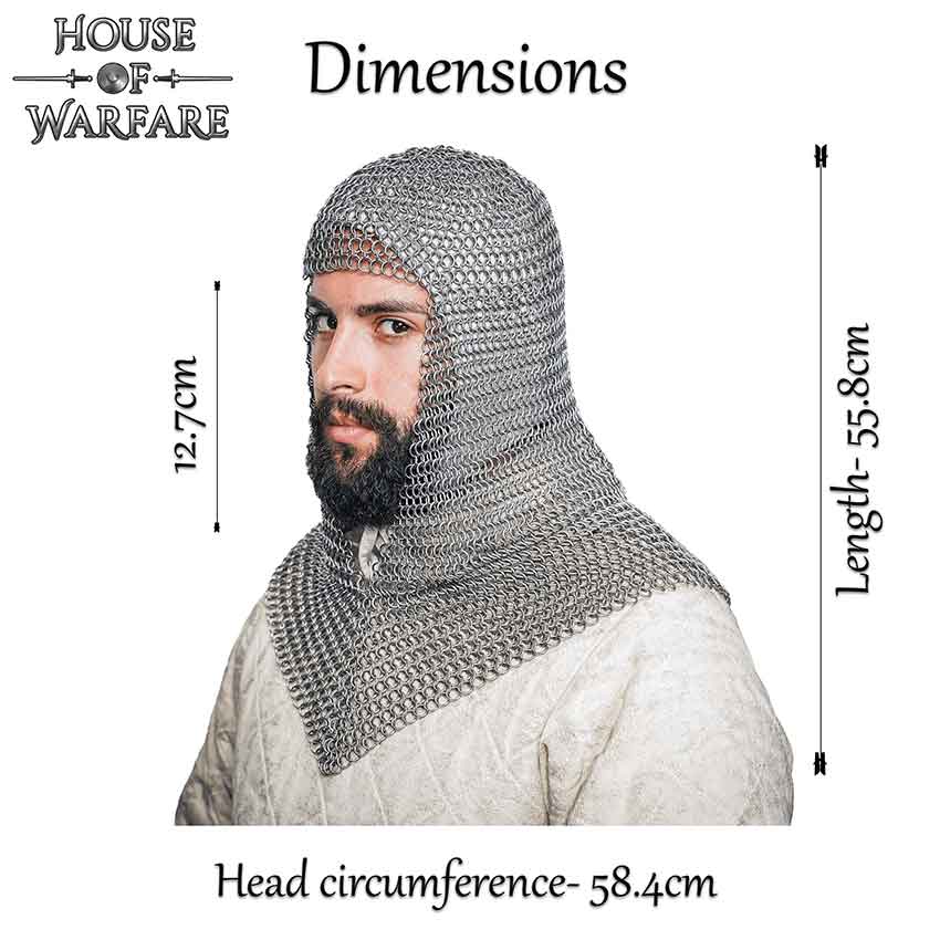 Medieval Inspired Chainmail Coif Armor Functional Replica 