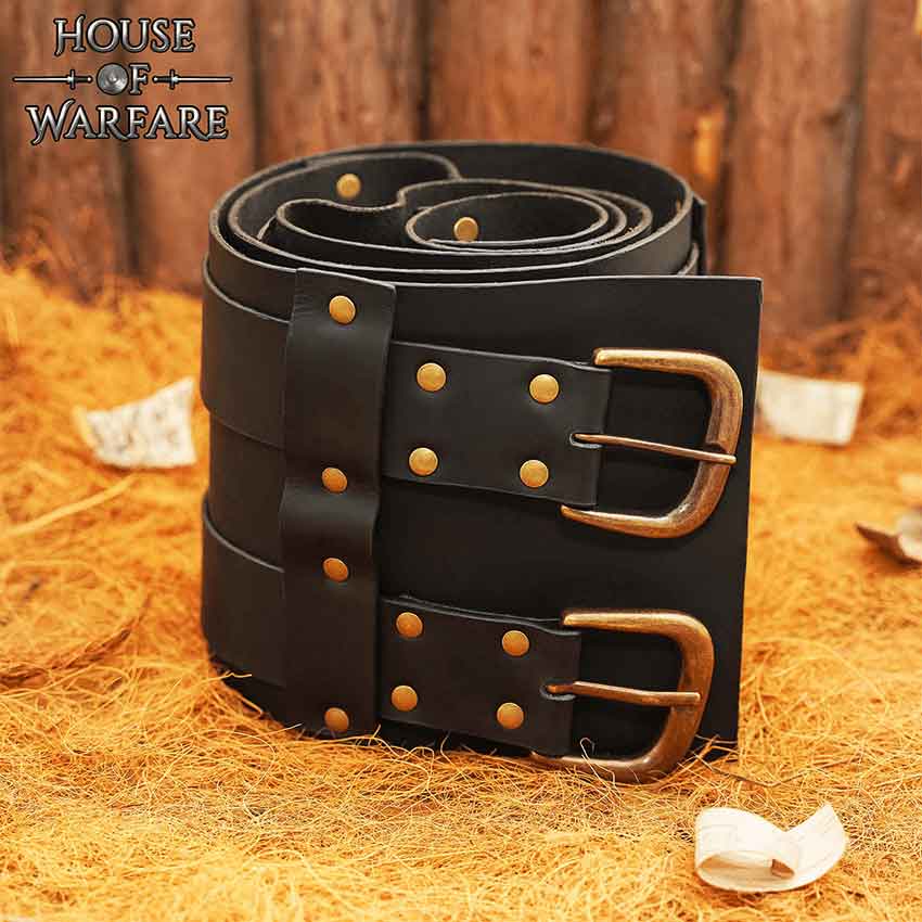 Civil War Waist Belt - Black Leather - Brass Buckle