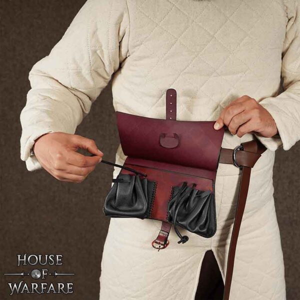 Late Medieval Belt Bag - Black/Maroon