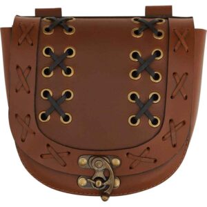 Laced Leather Medieval Belt Bag - Brown