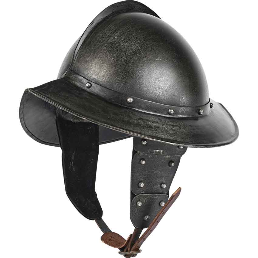 At Auction: MIDIEVEL STYLE SPIKED BRASS WAR HELMET ON STAND