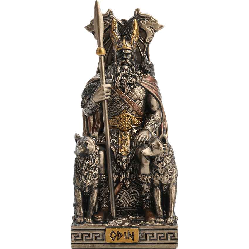 9 Odin Bust with Ravens Viking Norse Mythology God Statue Bronze