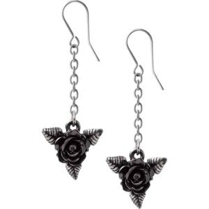 Black Rose Dropper Earrings