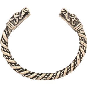 Large Dragon Head Viking Bracelet - Bronze