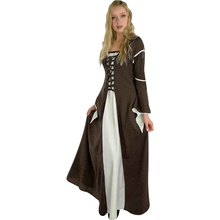 Larissa Medieval Dress - Brown/Natural