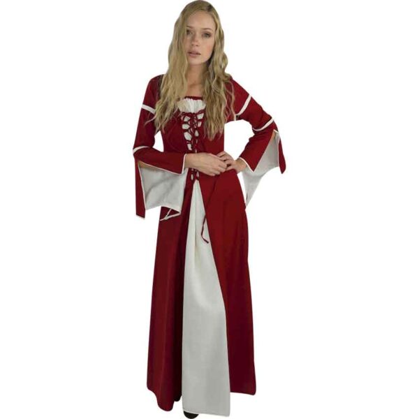 Larissa Medieval Dress - Red/Natural