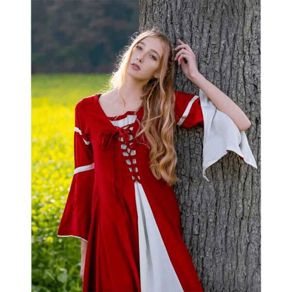 Larissa Medieval Dress - Red/Natural