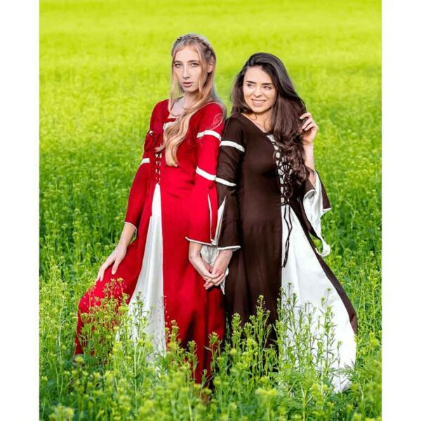 Larissa Medieval Dress - Red/Natural