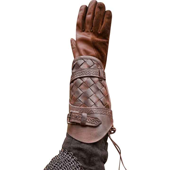 Leather Medieval Brown Bracers for Larp or Cosplay. Handmade Fantasy Bracer  -  Singapore