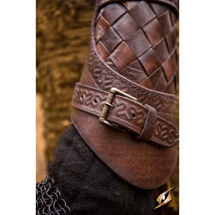 Veteran's medieval bracers, in brown leather ⚔️ Medieval Shop