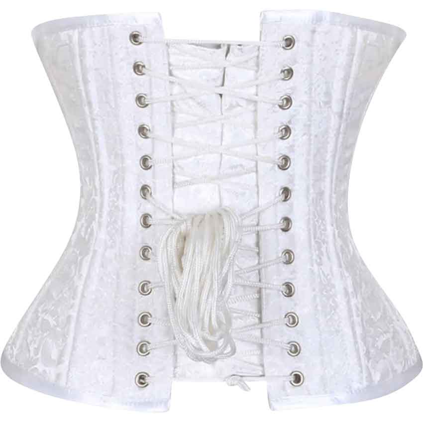 White Brocade Waist Training Corset - Medieval Collectibles