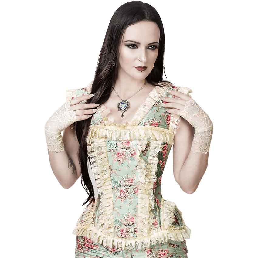 Medieval Corset Tops for Women Black Corset Women Floral Overbust