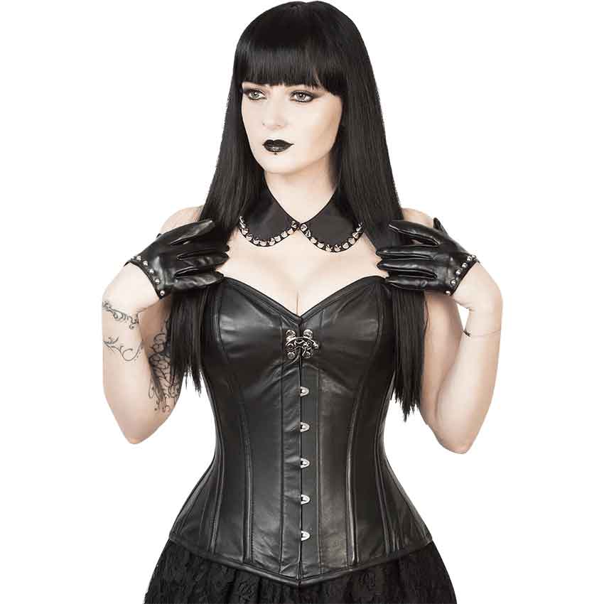 Women's Faux Leather Corset in Black