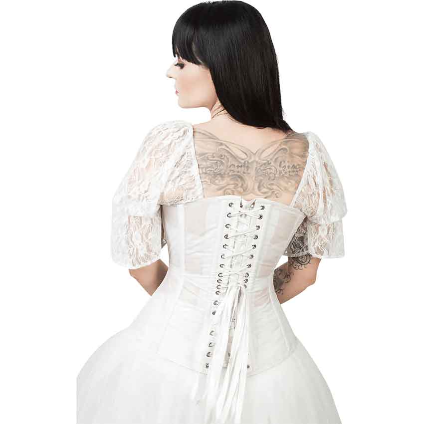 White Mesh Over Bust Corset - Laced Corset – Miss Leather Online