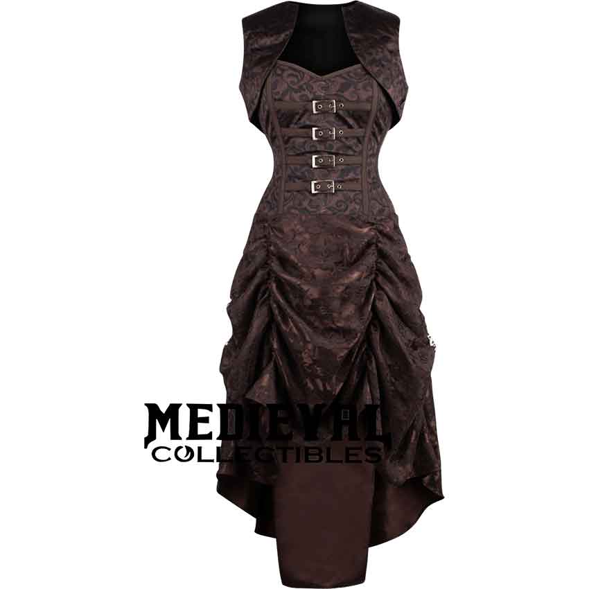 Steampunk Brown Stripe Corset With Bolero & Belt