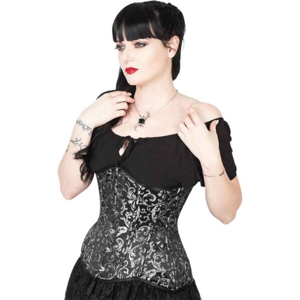 Silver Brocade Waist Trainer Corset