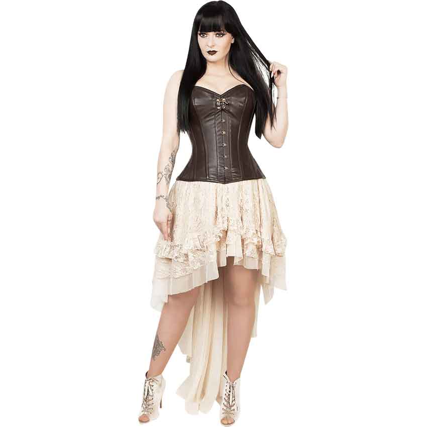 Ivory Lace Overlay Hi Lo Steampunk Dress