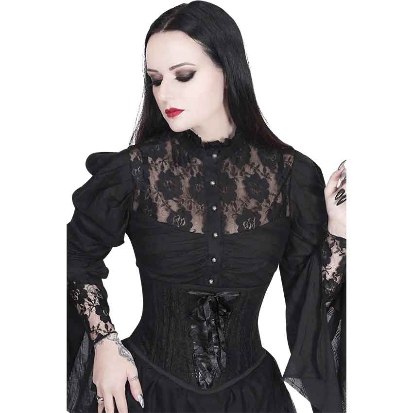 Franco Underbust Black Corset with Lace Overlay